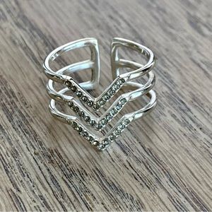 Stella & Dot Pavé Chevron Ring - Silver